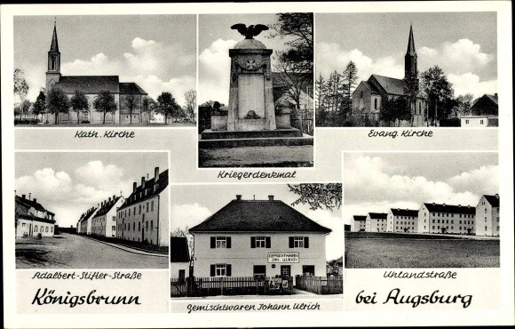 Ak Königsbrunn in Schwaben, Kirche, Kriegerdenkmal, Adalbert... - 10399884