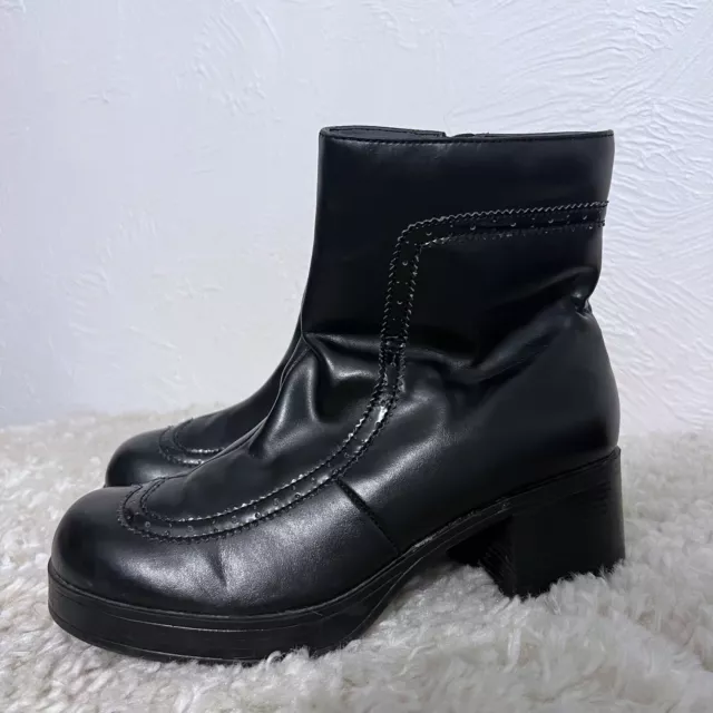 MUDD CHUNKY PLATFORM Boots Black Chunky Heel Boots Vintage 90s Y2K SZ 7 ...