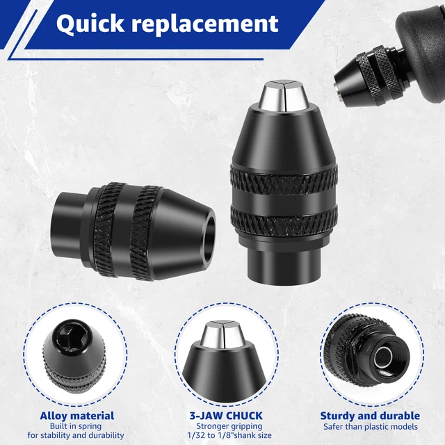 9Pcs Electric Grinder Collet Set Sturdy Drill Chuck Collet Kit 1/32inch payGz