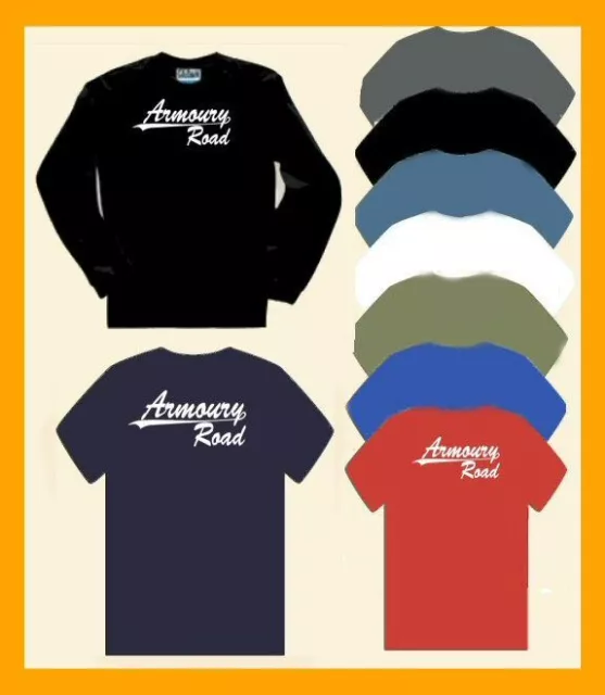 ARMOURY ROAD T Shirt Long Sleeve BSA Motorcycle Bike Factory Address Dad Son