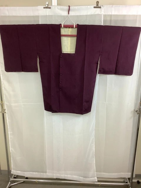 Japanese Vintage Kimono Michiyuki coat SILK wine inside design Height 32.67inch