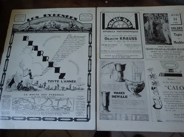 PYRENEES BIARRITZ + CALOR + KRAUSS + DEVILLE publicité papier ILLUSTRATION 1927