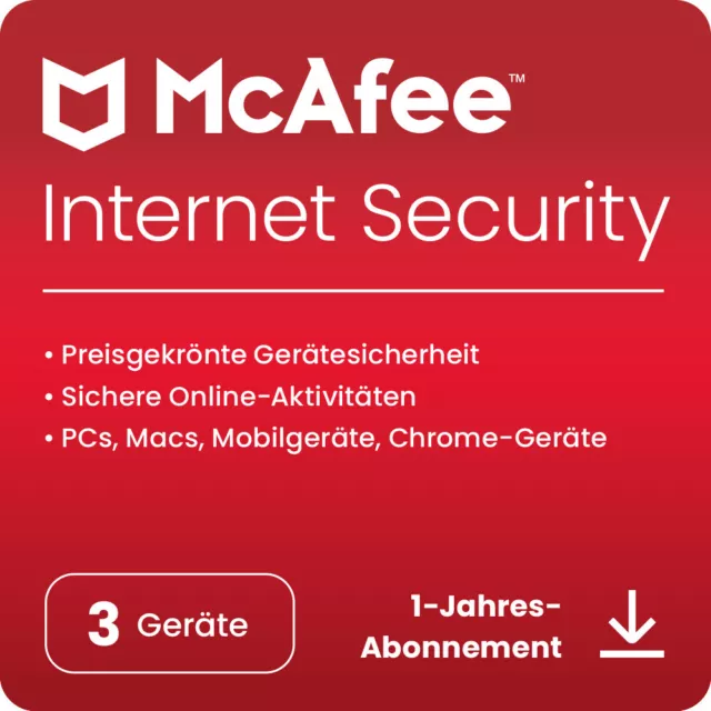 McAfee Internet Security 3 Geräte, 1 Jahr, ESD, Lizenz, Download, KEY