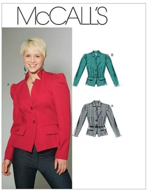 McCalls Women Fitted Lined Peplum Jacket Blazer Suit Jacket Sewing Pattern M6206