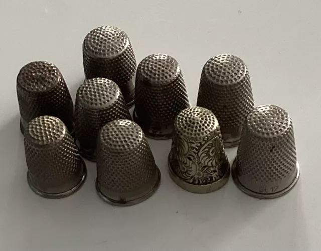 Nine Metal Thimbles