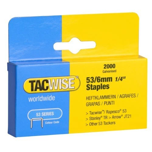 Tacwise 0334 Typ 53/6 mm verzinkte Heftklammern, Packung mit 2000