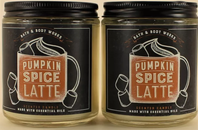 QTY 2 x Bath & Body Works PUMPKIN SPICE LATTE Single Wick 7oz Scented Candle