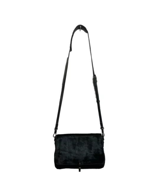 ELIZABETH AND JAMES Mini Calf Hair Crossbody Bag Purse Flap Bag Magnetic Black