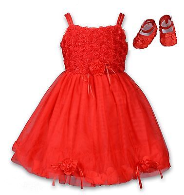 Bambine Vestito Festa Con Scarpe Set Rosso Rosa Avorio Viola 6 9 12 18 Mesi