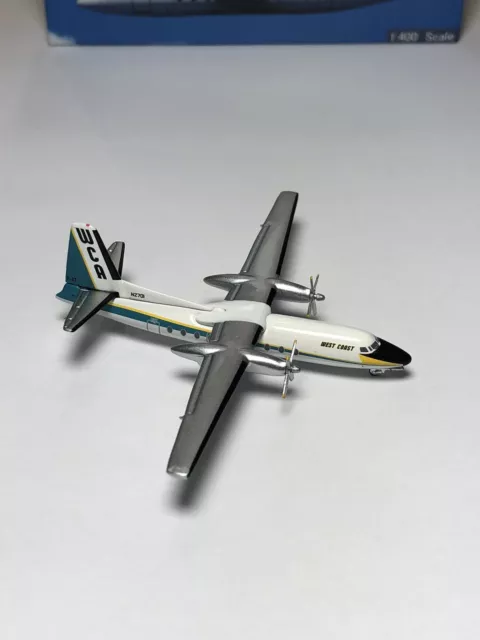AeroClassics 1:400 West Coast Airlines Fokker F-27  N2701 1960's Colors