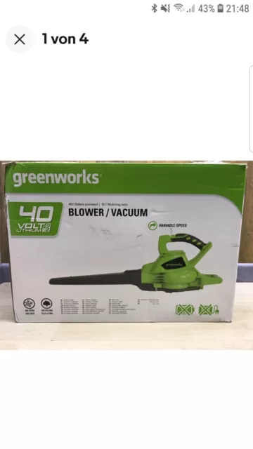 Greenworks Akku Laubsauger 40 V 45 l Laubläser Laubhäcksler Akkugebläse Bläser