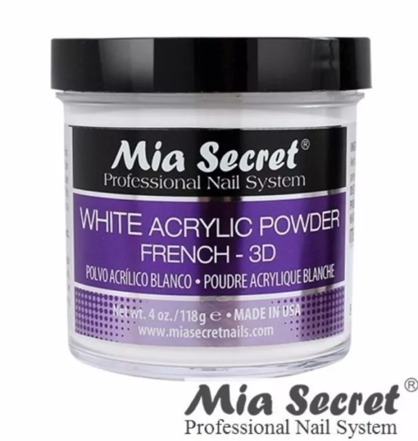 Mia Secret Blanc Ongle Acrylique Poudre Français - 3D 118ml - Fabriqué En USA