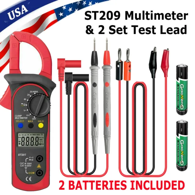 Digital Multimeter Tester AC DC Volt Amp Clamp Meter Auto Range LCD Handheld