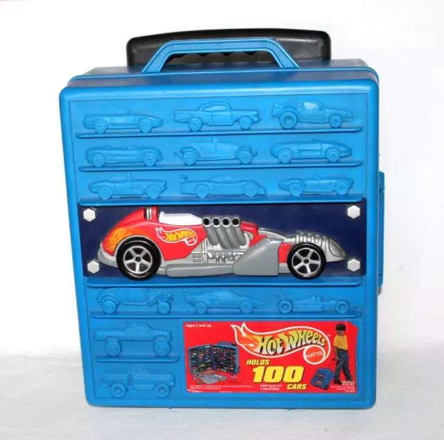 VTG Mattel Hot Wheels Rolling 3d Storage Case Holds 100 Cars Blue