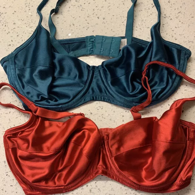 Lot Of (2) Vintage 90’s Victoria's Secret 36C Satin Red Green Demi Bra Unlined