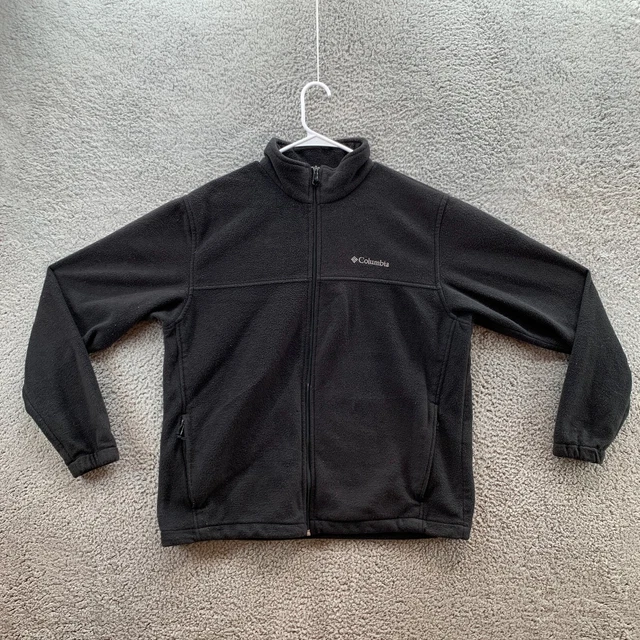Columbia Fleece Jacket Mens Extra Large Black Full Zip Front Pockets Warm Thick