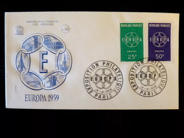 France Premier Jour Fdc Yvert 1218/19   Europa- Combet  25+50F   Strasbourg 1959