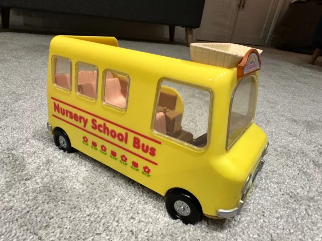 sylvanian families Rainbow Nursery School Bus With trampoline In Good  Condition