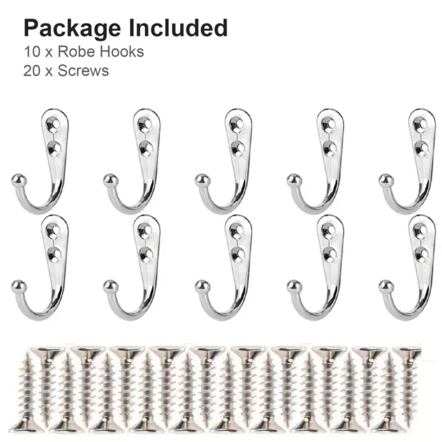 20PCS Hanging Metal Single Hook Clothes Hat Coat Robe Wall Door Hangers Hooks US