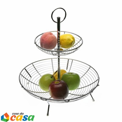 Rimovibile Portafrutta per Frutta in Metallo Alzatina cucina a due piani Portafrutta da tavolo con cestino frutta per Frutta Snack Alzatina Portafrutta 2 Piani Nero Cupcake e Verdura 