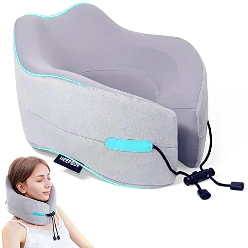 Memory Foam Travel Pillows: Travel Neck Pillow for Airplane Sleeping