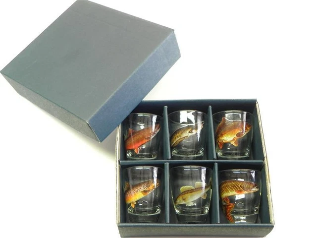 6-teiliges Aguardiente Vasos Juego" Corto " Con Pescado Motivo Stamper Idea 2