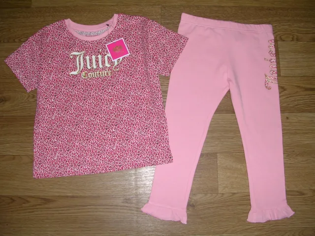 JUICY COUTURE Girls Pink Animal Print Script Top Leggings Age 9-12 Months NEW
