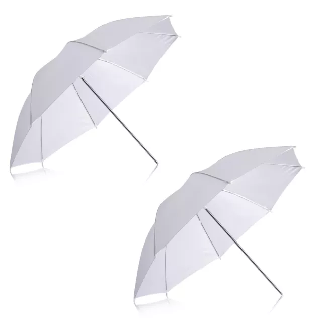 Neewer 2 Pack 33"/84cm White Translucent Soft Umbrella for Studio Light Flash