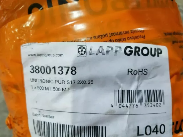 500m (1m/2,5eur) Lapp 38001378 UNITRONIC PUR S17 2X0.25 500m UR 2