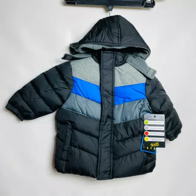 Ixtreme 12M baby Boys hooded Fleece Lined puffer jacket black NWT.