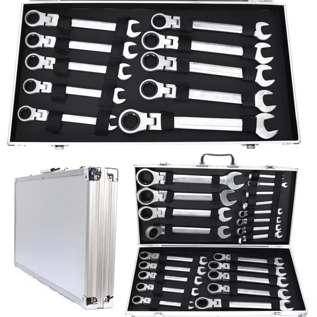 Set chiavi a cricchetto articolate anello bocca set chiavi 6-32 mm strumento 22 pezzi DE