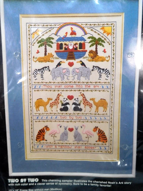 Kit de artesanía Dimensions Crewel Arca de Noé Dos por Dos ¡Completo!  12" x 18 sin abrir!