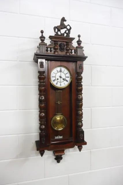 Wooden Antique German Wall Clock Regulator Clock Mahogany  Wood