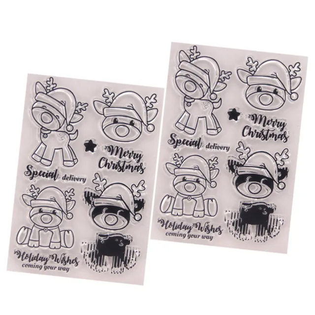 2 Pcs Clear Planner Stamps Christmas Sentiment