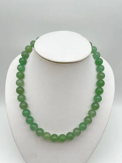 Collana con perline in pietra avventurina verde naturale di qualità AAA per...
