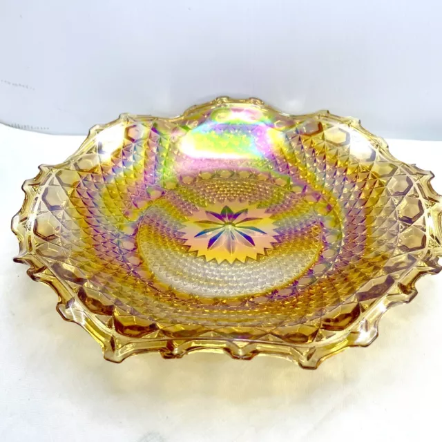 Vintage Indiana Glass bowl Marigold Carnival Depression Glass Ruffled Edge 2