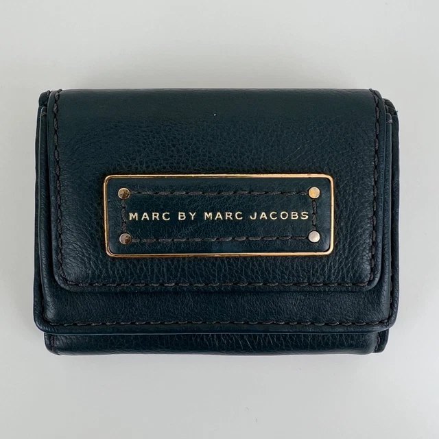 Marc By Marc Jacobs Tri-Fold Dark Green Soft Pebble Leather Wallet