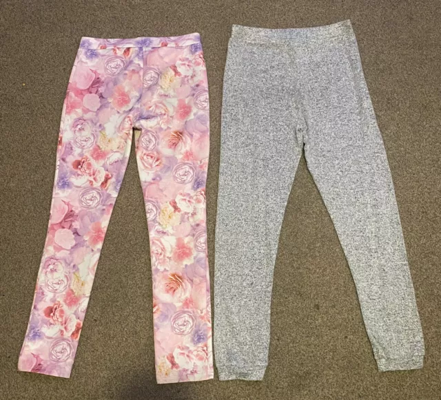 Girls Trousers/ Joggers X2 Bundle 10-11 Years Grey Pink Floral