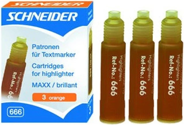 Cartucho de recarga Schneider naranja 3 piezas marcador de texto MAYY-115 brillante-190,