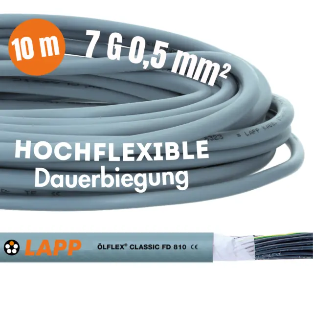 10 M Lapp Câble 0026104 Ölflex Classique Fd de Commande 7x0,5 MM² Schleppkette