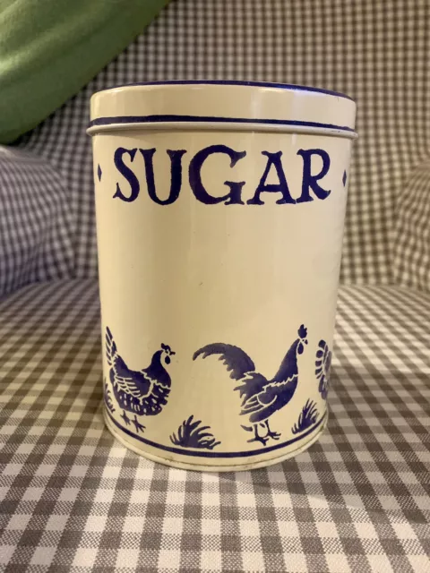 Rare Collectable Emma Bridgewater Blue Hen and Cockerel Sugar Canister