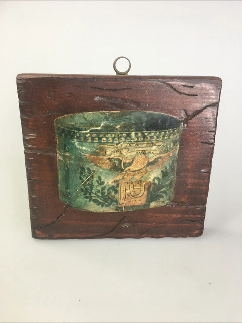 Putnam & Roff Paper Hanging Advertising Hartford 5.5”x5” Wall Folk Art VTG 1960s