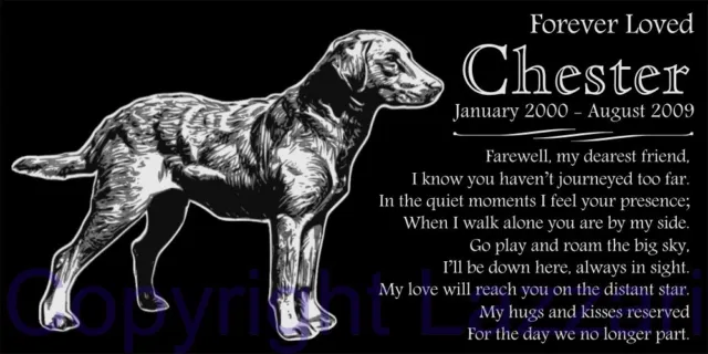 Personalized Chesapeake Bay Retriever Pet Dog Memorial 12x6 Granite Grave Marker