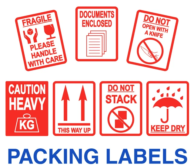 Documents Inclosed Sticker MISE EN CARTON Stickers - Fragile - Lourd - Keep Dry - Documents ...