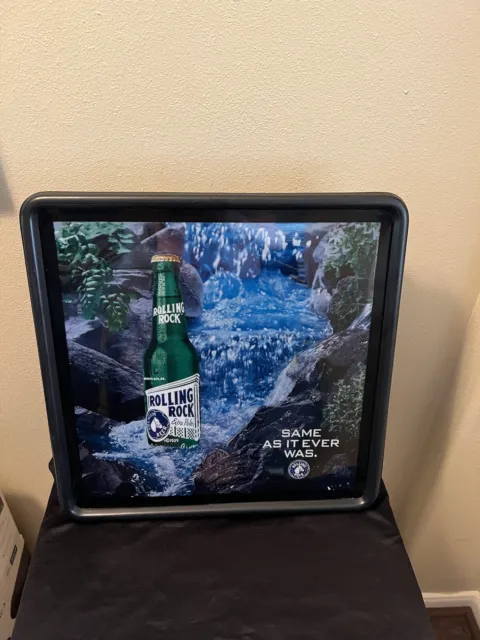 *WORKS* '95 ROLLING ROCK Beer LIGHTED MOTION SIGN Man Cave Bar Waterfall *VIDEO*