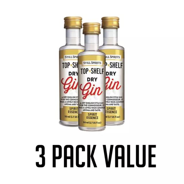 Top Shelf Still Spirits Dry Gin Essence Flavouring Spirit - 3 Pack Value