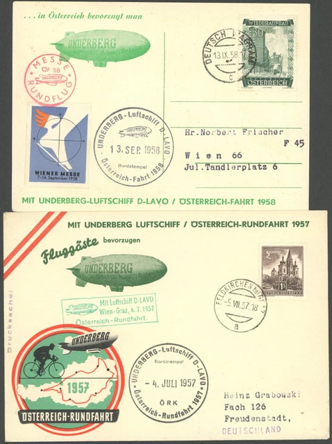 SONDERFLÜGE 1957/8, Unterberg-Luftschiff D-LAVO, illustrierter Sonderflugbrief
