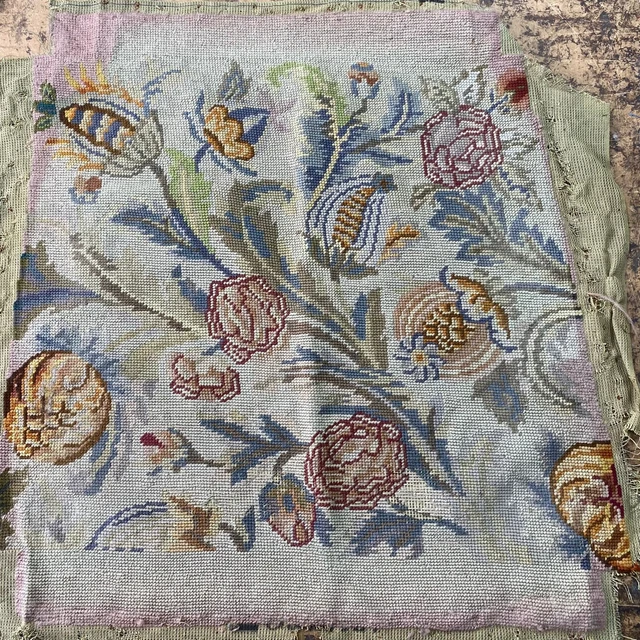 Cubierta de silla de tapiz con aguja bordada floral vintage 50 x 50 cm
