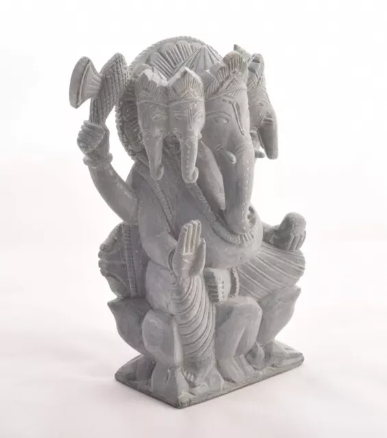 Lord Ganesha Ganpati 5 Face Ganesh Maharaaj Hindu God Antique Statue Grey Color 3