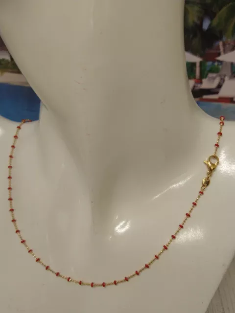 18k Gold Plated Red Mini Beads Necklace